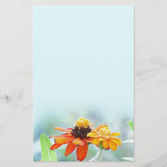 Le Zinnia fleurit la papeterie bleue (Devant)