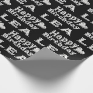Lea Joyeux Anniversaire papier cadeau argent noir