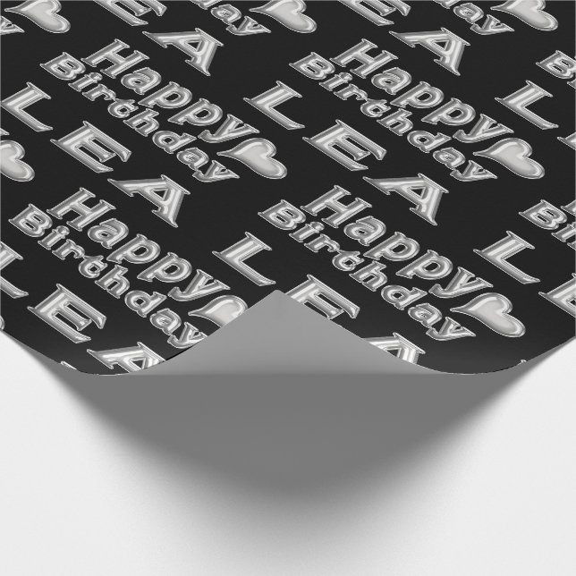 Lea Joyeux Anniversaire papier cadeau argent noir (Coin)