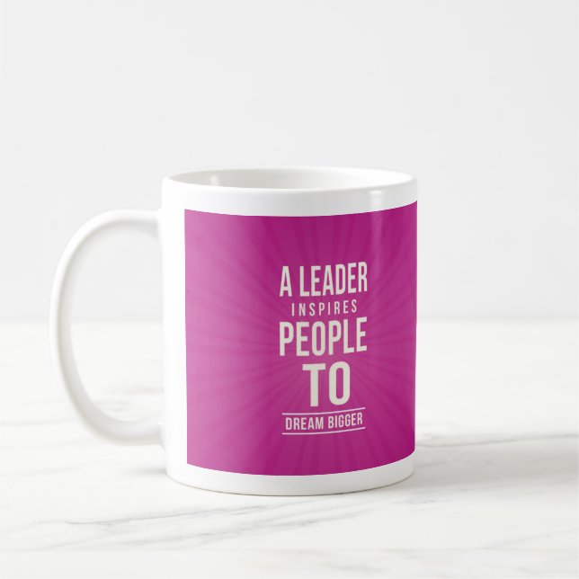 Leader mug - pink with quote (Gauche)