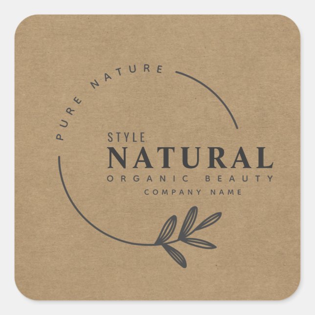 Leaf bio beauté et cosmétiques autocollant carré (Devant)
