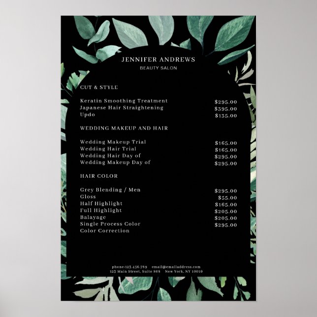 Leafy Price List Poster (Devant)