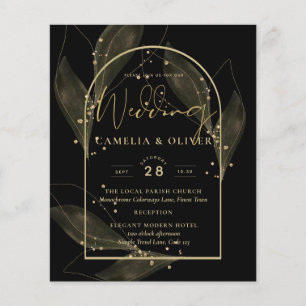 LeahG Black Gold Feuilles de mariage moderne INVIT