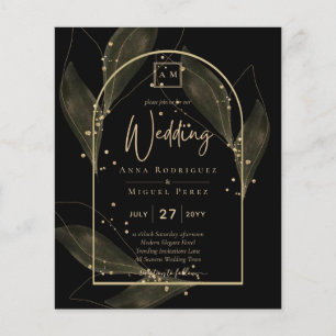 LeahG Black Gold Feuilles de mariage moderne INVIT