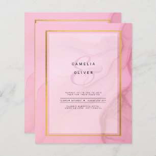 LeahG Blush Pink Gold INK Ombre Wedding INVITE