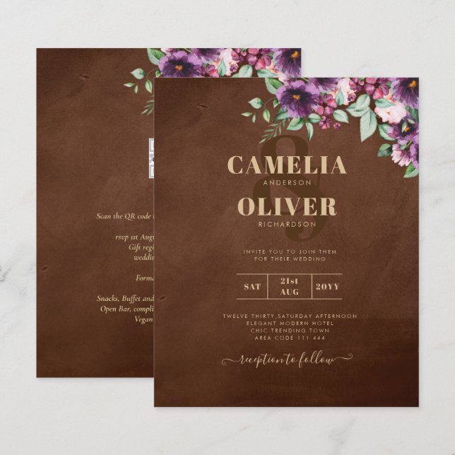 LeahG Brown Berry Plum violet Mariage automne hive (Devant / Derrière)