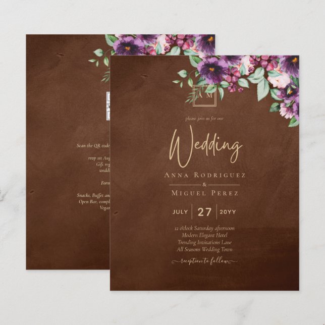 LeahG Brown Berry Plum violet Mariage automne hive (Devant / Derrière)