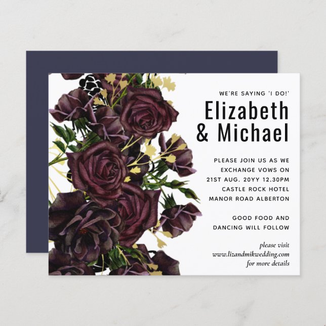 LeahG BUDGET Dark PLUM Rose Mariage (Devant / Derrière)