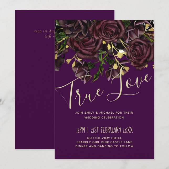 LeahG BUDGET Dark PLUM Rose Mariage (Devant / Derrière)