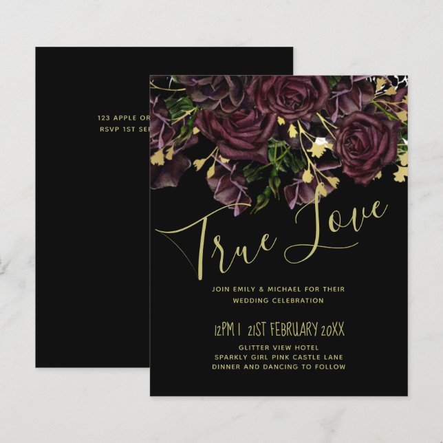 LeahG BUDGET Dark PLUM Rose Mariage (Devant / Derrière)