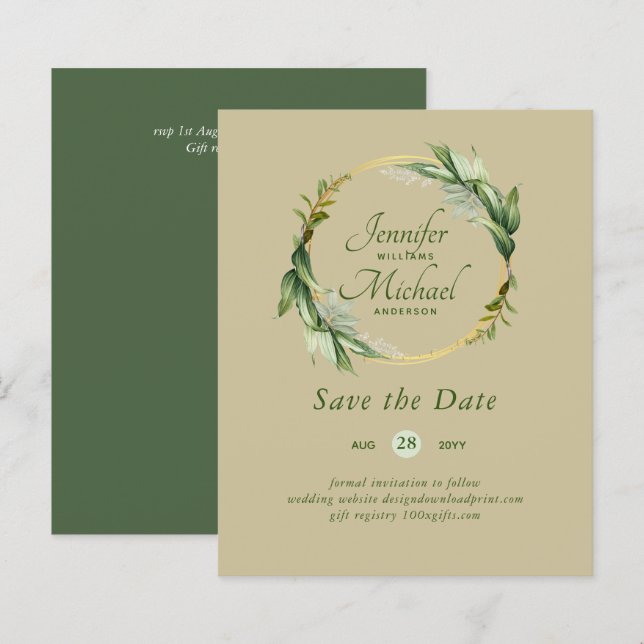 LeahG BUDGET Économisez La Date Verdure Wreath Mod (Devant / Derrière)