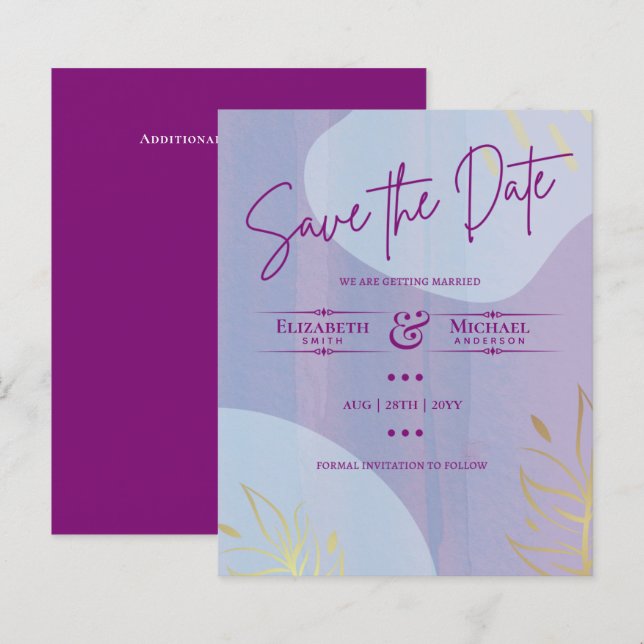 LeahG BUDGET Enregistrer La Date Magenta Gold Abst (Devant / Derrière)