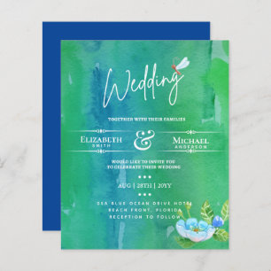 LeahG BUDGET Mariage Inviter Garden Pond Aquarelle