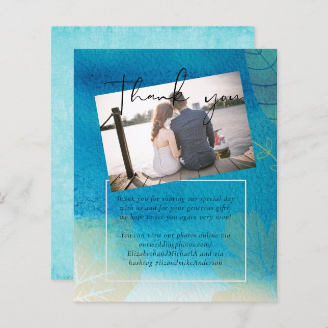 LeahG BUDGET Mariage Océan bleu aquarelle (Devant / Derrière)