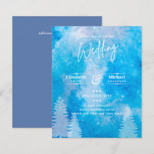 LeahG BUDGET Mountain Blue Wedding Invitation