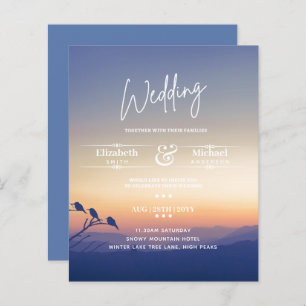 LeahG BUDGET Mountain Sunset Wedding Invitation