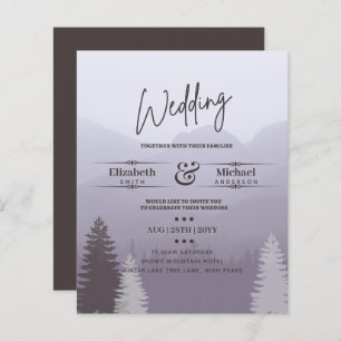 LeahG BUDGET Snowy Mountain Wedding Invitation