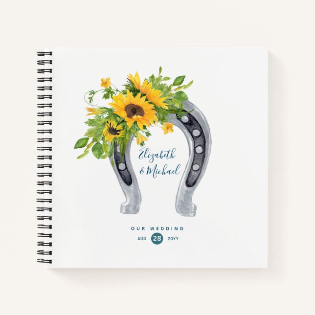 LeahG Budget Sunflower Horseshoe Mariage Livre d'o (Devant)
