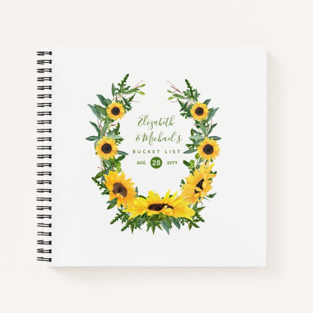 LeahG Budget Sunflower Wreath Bucket List Journal (Devant)