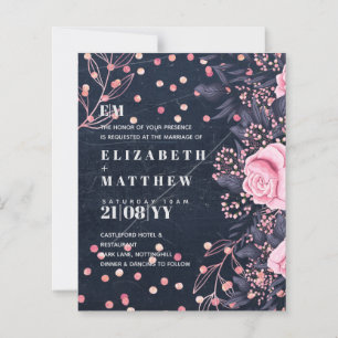 LeahG Denim Blue Rosegold rose Mariage floral