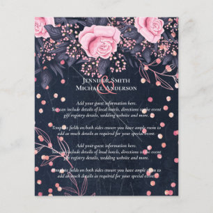 LeahG Denim Blue Rosegold rose Mariage floral