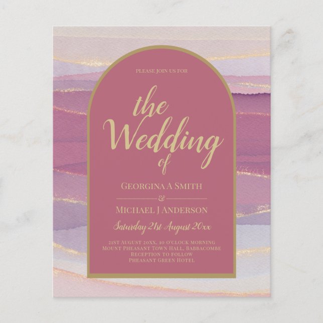 LeahG Dusty Rose Lavender Gold Wedding Invitation (Devant)