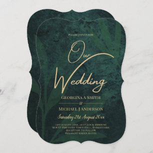 LeahG Emerald Forest Green Gold Wedding Invitation