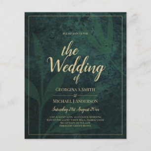 LeahG Emerald Forest Green Gold Wedding Invitation