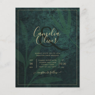 LeahG Emerald Forest Green Gold Wedding Invitation