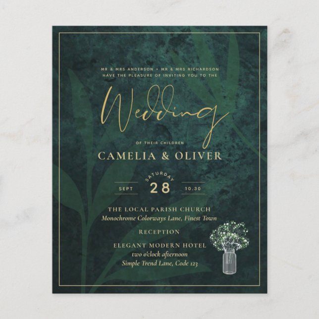 LeahG Emerald Forest Green Wedding INVITE (Devant)