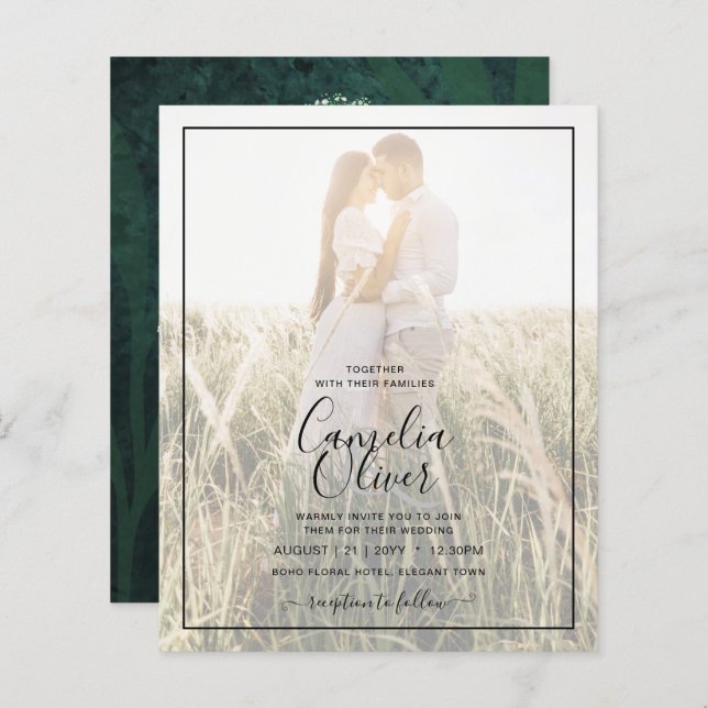 LeahG Emerald Green Gypsophila Mason Jar Mariage (Devant / Derrière)