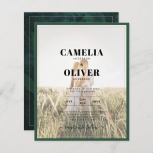 LeahG Emerald Green Photo Overlay Mariage Inviter