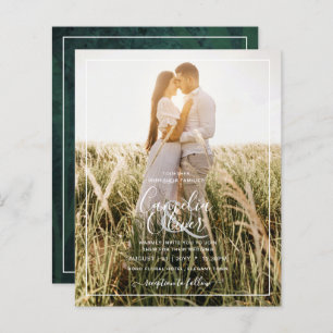 LeahG Emerald Green Photo Overlay Mariage Inviter
