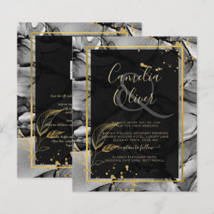 LeahG® Encre à alcool Noir Or Mariage INVITATION