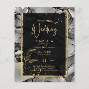 LeahG® Encre alcoolique Noir Or Mariage INVITATION
