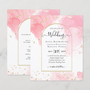 LeahG ENCRE OR ROSE Carton de mariage abstrait INV