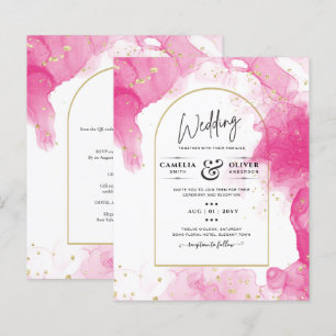 LeahG ENCRE ROSE OR INVITATION Mariage Abstrait