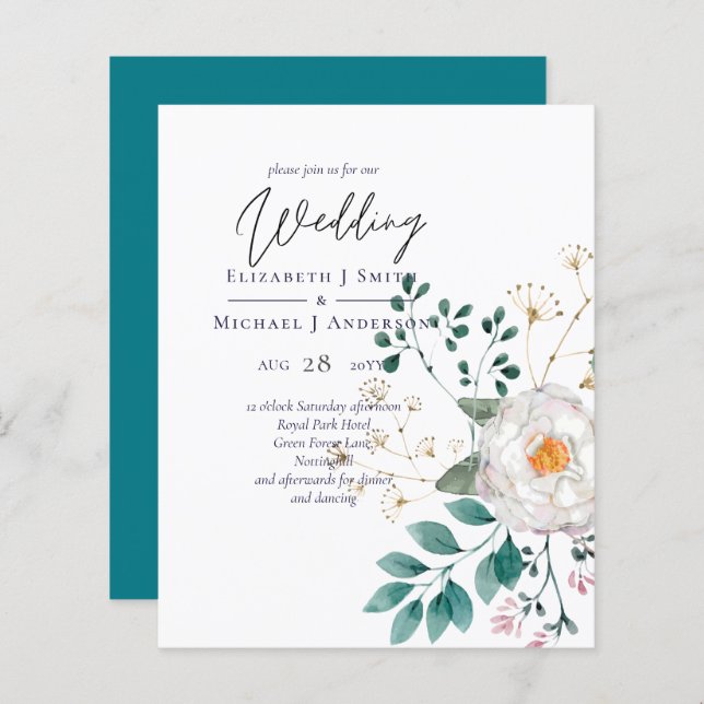 LeahG Été Rose blanche Rustique Boho Floral Mariag (Devant / Derrière)