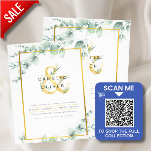 LeahG Eucalyptus Green Gold MARIAGE QR CODE Inv