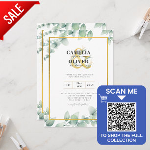LeahG Eucalyptus Green Gold MARIAGE QR CODE Inv
