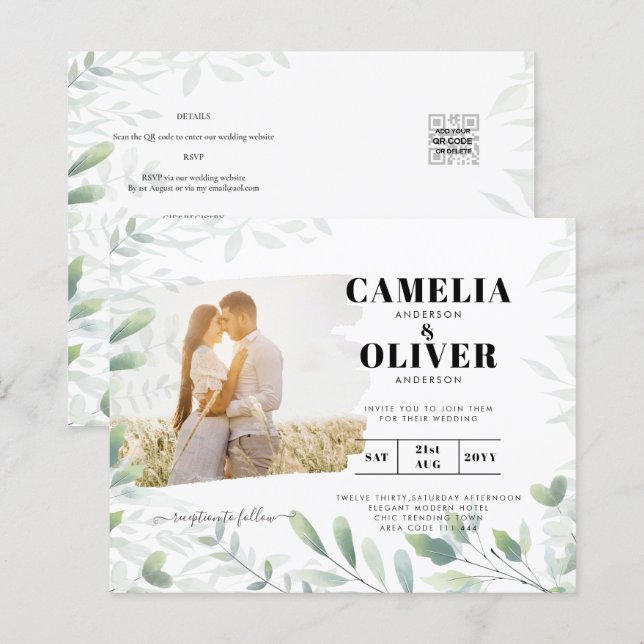 LeahG Feuilles de la verdure PHOTO OVERLAY Mariage (Devant / Derrière)