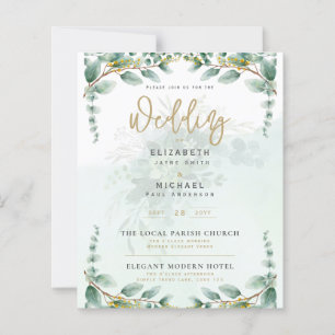 LeahG Green Eucalyptus Gold Wedding Inviter QR C