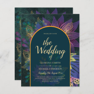LeahG Green Purple Gold JEWEL TONES Mariage INVITE