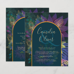 LeahG Green Purple Gold JEWEL TONES Mariage INVITE