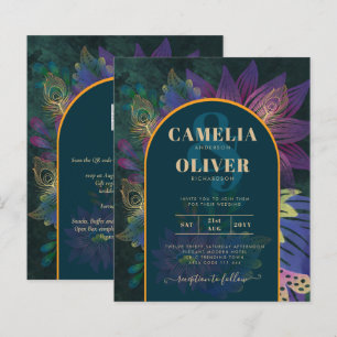 LeahG Green Purple Gold JEWEL TONES Mariage INVITE