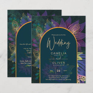 LeahG Green Purple Gold JEWEL TONES Mariage INVITE