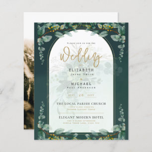 LeahG Greenery Gold PHOTO Mariage Invitation
