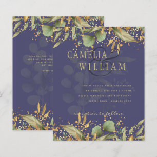 LeahG Greenery Gold Wedding Invitez DE NOMBREUSES
