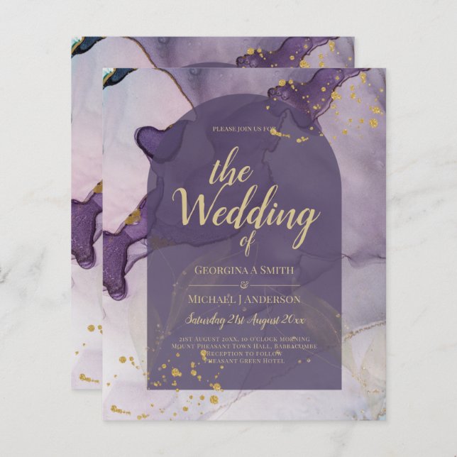 LeahG Ink Ombre violet Lavender Mariage or (Devant / Derrière)