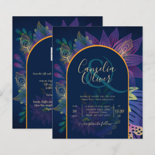 LeahG Invitation de mariage Navy Violet Or JEWEL T